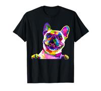 Frenchie Bulldog Francese Ritratto Pop Art Bouledogue Maglietta