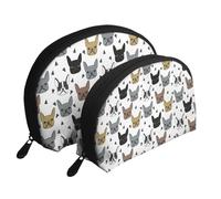 Frenchie Carino Bulldog francese Razza di cane Bulldog francese, Borsa per trucco a conchiglia Portamonete da donna Borsa da toilette piccola Borsa per cosmetici 2 pezzi