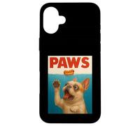 Frenchie Paws Chasing Hot Dog Arte funky del Bulldog francese Custodia per iPhone 16 Plus