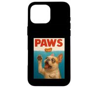 Frenchie Paws Chasing Hot Dog Arte funky del Bulldog francese Custodia per iPhone 16 Pro Max