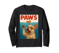 Frenchie Paws Chasing Hot Dog Arte Funky del Bulldog Francese Maglia a Manica