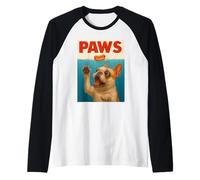 Frenchie Paws Chasing Hot Dog Arte Funky del Bulldog Francese Maglia con Maniche Raglan