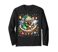 Frenchie Puppy for Xmas with French Bulldog Christmas Vibes Maglia a Manica
