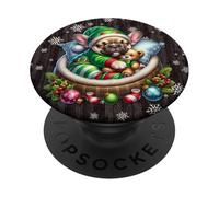 Frenchie Winter Snowflake Decor French Bulldog Christmas PopSockets PopGrip Adesivo