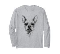 Frenchies Lover Astratto Scarabocchio Scribble Art French Bulldog Maglia a Manica