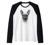 Frenchies Lover Astratto Scarabocchio Scribble Art French Bulldog Maglia con Maniche Raglan