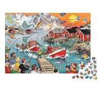 Frenesia dei pescatori sotto il sole di mezzanotte a Lofoten Puzzle in Legno Impermeabile Puzzles Da 1000 Pezzi Regali Per Adulti Impossibili Giochi Educativi