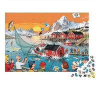 Frenesia dei pescatori sotto il sole di mezzanotte a Lofoten Puzzle in Legno Impermeabile Puzzles Da 1000 Pezzi Regali Per Adulti Impossibili Giochi Di Impegnativi