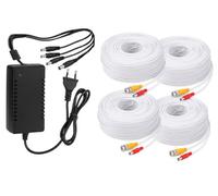 Frenkbox Kit 4 cavi per telecamere videosorveglianza con matassa 100 metri, set completo adattatori e Alimentatore unico da 7 Amper Stabilizzato (4 cavi da 30 metri)