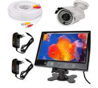 Frenkbox Kit Videosorveglianza, Monitor 10.1", 2 Telecamere Esterne, 2 Cavi 20 metri, Sistema Completo SPEDITO PREASSEMBLATO (1 telecamera monitor 10")