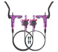 Freno a disco idraulico per bicicletta, doppio pistone, in lega di alluminio, 160 mm, per 180 mm, 203 mm, MTB, impianto frenante sinistro, destro, nero, argento, blu, viola, set da 2 (viola)