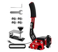 Freno a mano USB con base fissa per giochi di corse per PC, Freno a mano di gioco regolabile con alta precisione e alta linearità, Adatto per Logitech G27 / G29 / T300 FANATEC (Rosso)