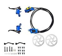Freno a Tamburo per Bicicletta R2X4 MTB Freno a disco idraulico 4 pistoncini Cavo interno Pinza MTB a sgancio rapido per MTB Arrampicata AM XC Tamburo Posteriori per Bicicletta(Blue with rotors)
