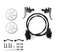 Freno a Tamburo per Bicicletta R2X4 MTB Freno a disco idraulico 4 pistoncini Cavo interno Pinza MTB a sgancio rapido per MTB Arrampicata AM XC Tamburo Posteriori per Bicicletta(Black with rotors)