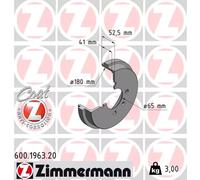 2x Tamburo freno rivestito 600.1963.20 ZIMMERMANN per VW LUPO I