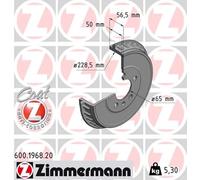 2x Tamburo freno rivestito 600.1968.20 ZIMMERMANN per VW SEAT AUDI SKODA