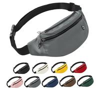 Frenou Marsupio con 4 tasche con cerniera, borsa a tracolla per donna e uomo, borsa a tracolla con tracolla regolabile per viaggi, corsa, escursionismo, camminata, allenamento, grigio, 1L Grigio,