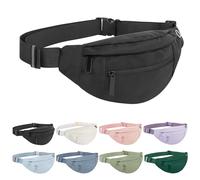 Frenou Marsupio grande con 4 tasche con cerniera, marsupio per donne e uomini, borsa a tracolla con tracolla regolabile per viaggi, corsa, escursionismo, camminata, allenamento, Nero scuro., 4