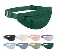 Frenou Marsupio grande con 4 tasche con cerniera, marsupio per donne e uomini, borsa a tracolla con tracolla regolabile per viaggi, corsa, escursionismo, camminata, allenamento, verde scuro
