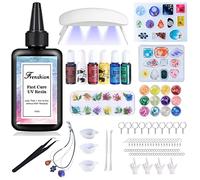 Frenshion 100g UV resina con 116Pcs gioielli che fanno accessori Kit, pigmento di colore, UV resina Starter Kit per gioielli che fanno con luce