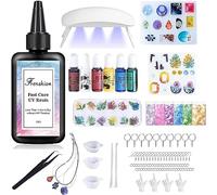 Frenshion Kit di resina UV con luce, 106Pcs Resina Gioielli Making Kit con 100g Fast Cure Clear Hard Low Odor UV Resina, pigmento di colore, accessori in resina, UV Resina Starter Kit