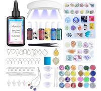 Frenshion Kit di resina UV con luce, 141Pcs Gioielli Making Kit con 100g Fast Cure Clear Hard Low Odor UV Resina, pigmento di colore, accessori Starter Kit