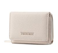 Frentree Portafoglio da donna con chiusura lampo, 8 scomparti per carte di credito, portafoglio, compatto, con scomparto per documenti, elegante e adatto all'uso quotidiano, bianco, Casual