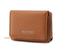 Frentree Portafoglio da donna con chiusura lampo, 8 scomparti per carte di credito, portafoglio, compatto, con scomparto per documenti, elegante e adatto all'uso quotidiano, marrone, Casual