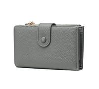 Frentree Portafoglio da donna con protezione RFID, effetto vera pelle, grande scomparto per monete, con chiusura lampo, bottone a pressione, confezione regalo inclusa, grigio., Casual