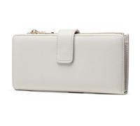 Frentree Portafoglio da donna con protezione RFID, scomparti extra per carte, carta d'identità, monete, banconote e cellulare, molto spazio, crema, Casual