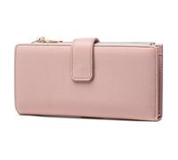 Frentree Portafoglio da donna con protezione RFID, scomparti extra per carte, carta d'identità, monete, banconote e cellulare, molto spazio, Colore: rosa., Casual
