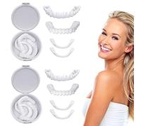 Frenzify 1 Pezzi Denti Finti Superiore Inferiore Dentiere Provvisorie per Adulti Protesi Dentale Istantanee Faccette Dentali Cosmetici per Sbiancamento dei Denti Alternativa