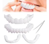 Frenzify 2 Coppie Cosmetici Faccette Denti Instant Perfect Smile Denti Finti Comfort Protesi Provvisoria Superiori E Inferiori Copertura dei Denti Brutti per Uomini E Donne