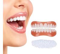 Frenzify 2 Paia Denti Cosmetici in Silicone Snap on Faccette Dentali, Denti Finti da Applicare da Soli Instant Protesi Dentale Inferiore E Superiore Dentiera Provvisoria Copri I Denti Imperfetti