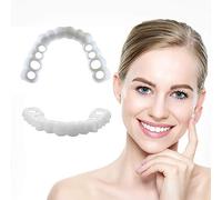 Frenzify 2 Paia Denti Finti Professionali Dentiera Provvisoria Naturale Colore, Faccette Dentali Estetiche sopra E sotto Dentiera Finta Istantanee Seghettata per Uomo E Donna