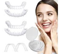 Frenzify 2 Paia Faccette Dentali Removibili Instant Perfetto Smile Faccette Dentali Naturale Dentiere Finta sopra E sotto per Uomini E Donne Adulto Brutti Denti