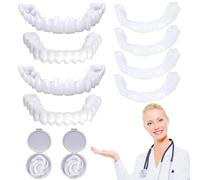 Frenzify Dente Finto Provvisorio 2 Paia Denti Finti da Applicare da Soli, Faccette Dentali Superiore E Inferiore, Protesi Dentale Cover I Denti Imperfetti per Uomini E Donne