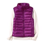 FREOJGU Gilet In Piumino Gilet da donna Autunno Inverno Gilet in piumino d'anatra ultraleggero Giacca senza maniche sottile femminile Gilet imbottito caldo antivento(Purple,XL)