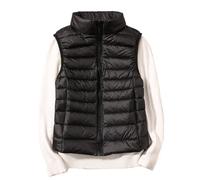 FREOJGU Gilet In Piumino Gilet da donna Autunno Inverno Gilet in piumino d'anatra ultraleggero Giacca senza maniche sottile femminile Gilet imbottito caldo antivento(Black,XXL)