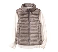 FREOJGU Gilet In Piumino Gilet da donna Autunno Inverno Gilet in piumino d'anatra ultraleggero Giacca senza maniche sottile femminile Gilet imbottito caldo antivento(Khaki,L)