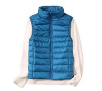 FREOJGU Gilet In Piumino Gilet da donna Autunno Inverno Gilet in piumino d'anatra ultraleggero Giacca senza maniche sottile femminile Gilet imbottito caldo antivento(Lake blue,XXL)
