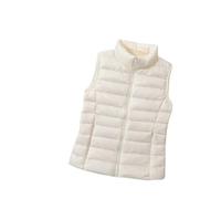 FREOJGU Gilet In Piumino Gilet da donna Autunno Inverno Gilet in piumino d'anatra ultraleggero Giacca senza maniche sottile femminile Gilet imbottito caldo antivento(Beige,M)