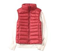 FREOJGU Gilet In Piumino Gilet da donna Autunno Inverno Gilet in piumino d'anatra ultraleggero Giacca senza maniche sottile femminile Gilet imbottito caldo antivento(Red,4XL)