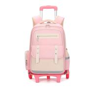 FREOJGU Zaino Trolley Zaino scolastico con ruote for ragazze, zaino impermeabile con ruote, trolley for la scuola media(Pink,6 wheel)