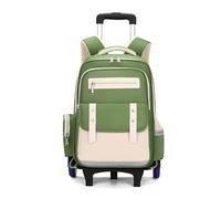 FREOJGU Zaino Trolley Zaino scolastico con ruote for ragazze, zaino impermeabile con ruote, trolley for la scuola media(Green,6 wheel)