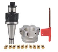 Fresa a 6 Taglienti Ad Angolo Retto Fresa per Spianatura Inserti per Fresatura Fresa NT30 FMB27 Portapinza Portapinza a 6 Taglienti APMT1604 Inserti (NT30-FMB27+80 dischi