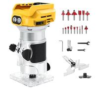 Fresa a batteria compatibile con Dewalt da 18 V batteria, 1300 W Rifilatore Fresatrice Verticale, Elettrica Fresatrice Palmare Rifilatore, con 6 velocità, taglialegna a batteria (senza batteria)
