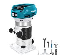 Fresa a Batteria Compatibile Con Makita 18V - 1300W Senza Spazzole, 6 Velocità, Guida Dritta, Ruota di Guida, 2 Chiavi - Taglialegna (Senza Batteria)