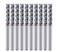 Fresa a estremità quadrata in carburo da 1/8" per applicazioni in alluminio e rame, 3 scanalature, diametro di taglio 1/8", rivestimento DLC, punte per fresa CNC, design a U, confezione da 10 (3,175 x