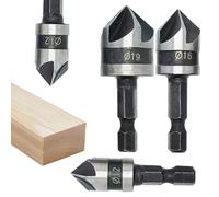 Fresa a smusso | Coda esagonale per foratura in legno, fresatura di sbavatura robusta a 90 gradi, set di 3 per riparazione e lavorazione del legno